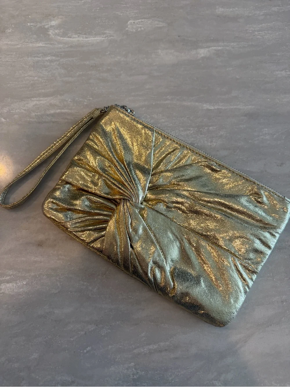 Express Gold Knot-Front Wristlet Clutch